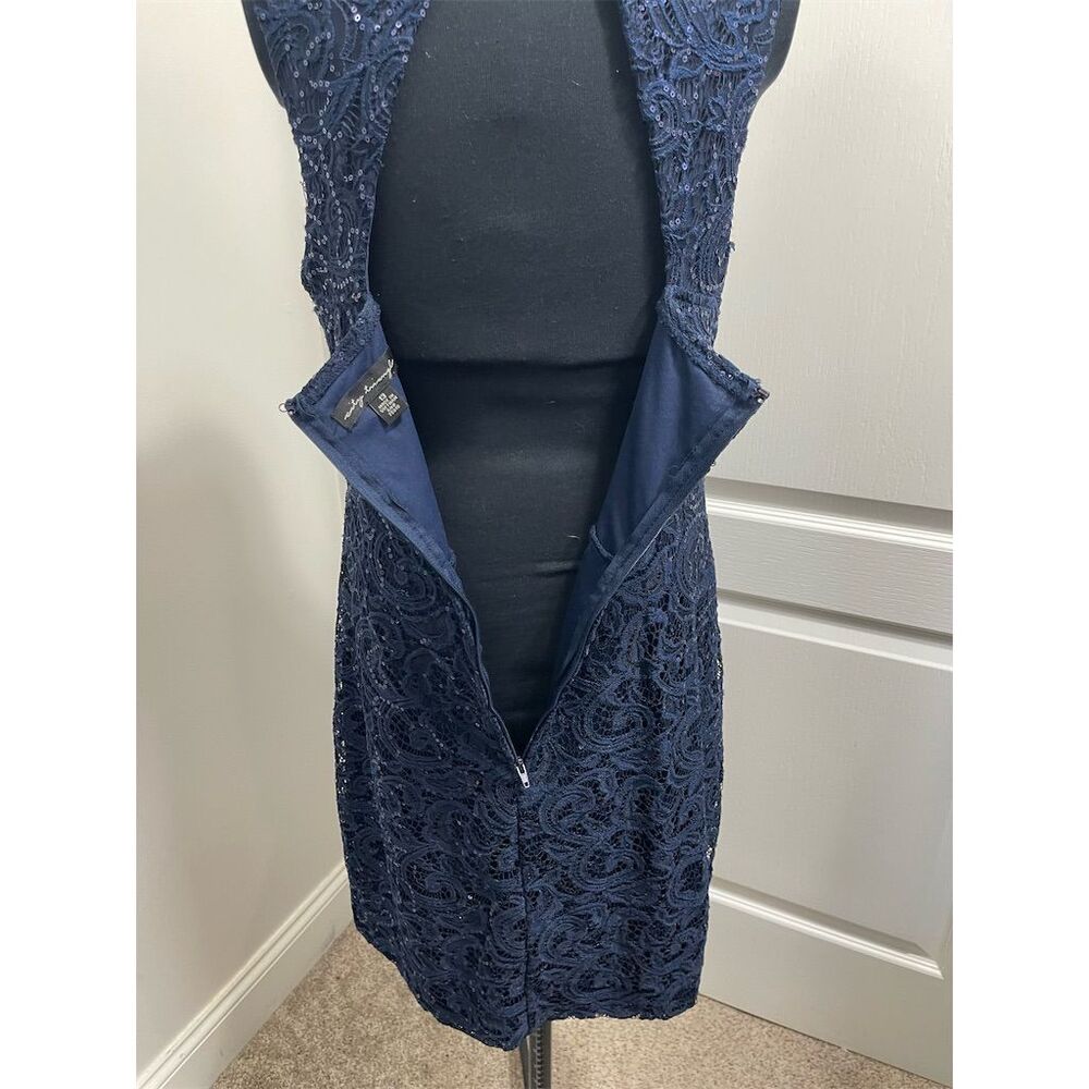City Triangles Navy Blue Knee Length Dress Bedazzled Halter Size 13. Sku157 - Picture 7 of 16